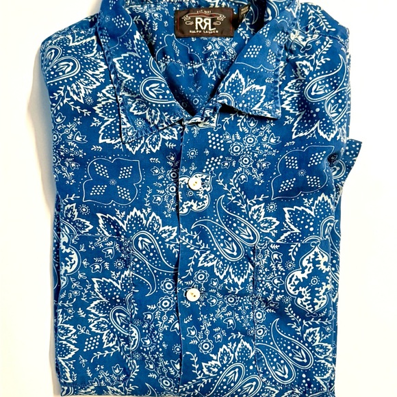 RRL Ralph Lauren Double RL, Pattern, Blue PaisleyShort...